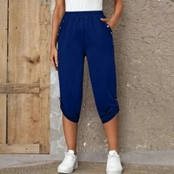 Women's Capri Shorts Black Wine Blue Fashion Casual Daily Side Pockets Calf-Length Comfort Plain S M L XL 2XL -LIGHTINTHEBOX Shop zpibni1682411332230