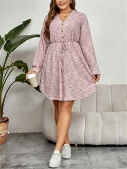 Women's Plus Size Curve Casual Dress Winter Dress Sheath Dress Plain Midi Dress Long Sleeve Lace Up Button V Neck Fashion Outdoor Pink Fall Winter XL XXL 3XL 4XL 17 Women's Plus Size Curve Casual Dress Winter Dress Sheath Dress Plain Midi Dress Long Sleeve Lace Up Button V Neck Fashion Outdoor Pink Fall Winter XL XXL 3XL 4XL -LIGHTINTHEBOX Shop zqxxyd1695095532967