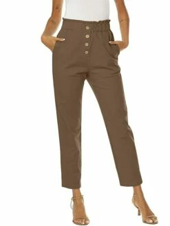 Women‘s Linen Dress Pants Trousers Cotton And Linen Magenta Orange Red Rust High Waist Streetwear Casual Comfort Holiday Daily Wear Vacation Pocket Micro-elastic Full Length Breathability Plain -LIGHTINTHEBOX Shop zsigtc1688025664106