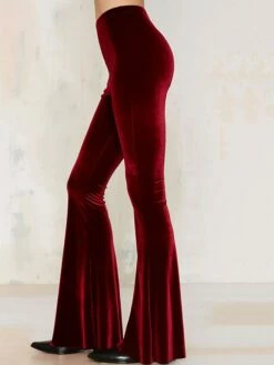 Women's Bootcut Bell Bottom Pants Trousers Full Length Micro-elastic Mid Waist Fashion Streetwear Party Street Wine Black S M Fall Winter -LIGHTINTHEBOX Shop zuapec1691564851636