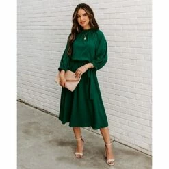Women's Work Dress Shift Dress Church Dress Midi Dress Red Wine Green Long Sleeve Pure Color Lace Up Summer Spring Crew Neck Basic Christmas Fall Dress Loose Fit 2023 S M L XL -LIGHTINTHEBOX Shop zvfnhj1640685989272