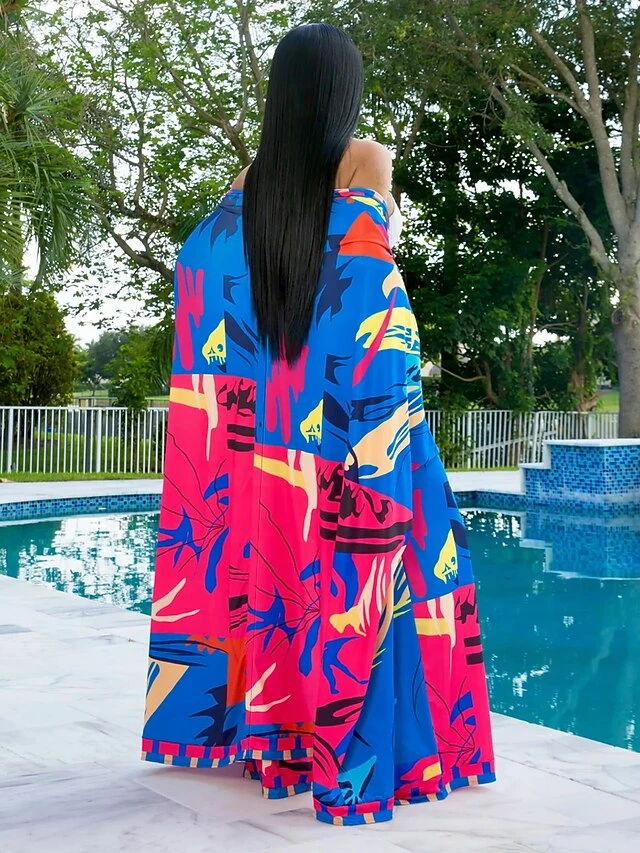 Women's Pants Sets Cape Multicolor Printing Print Long Sleeve Casual Holiday Fashion Strap Regular Fit Spring &Fall 4 Women's Pants Sets Cape Multicolor Printing Print Long Sleeve Casual Holiday Fashion Strap Regular Fit Spring &Fall - Image 2