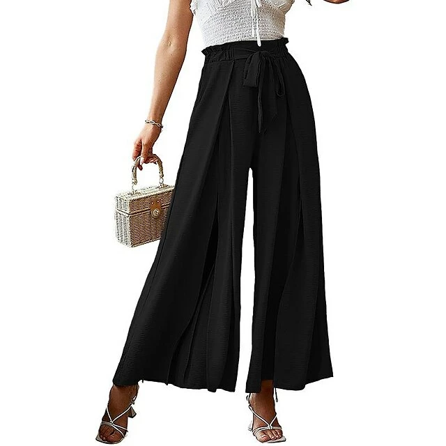 Springsummerbow Loose High Waist Pleated Wide Leg Pants With Belt Pants 5 Springsummerbow Loose High Waist Pleated Wide Leg Pants With Belt Pants - Image 3