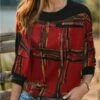 Women's T Shirt Tee Red Blue Plaid Print Long Sleeve Daily Weekend Fashion Round Neck Regular Fit Painting Spring & Summer 2 Women's T Shirt Tee Red Blue Plaid Print Long Sleeve Daily Weekend Fashion Round Neck Regular Fit Painting Spring & Summer -LIGHTINTHEBOX Shop zxcluj1695379558923