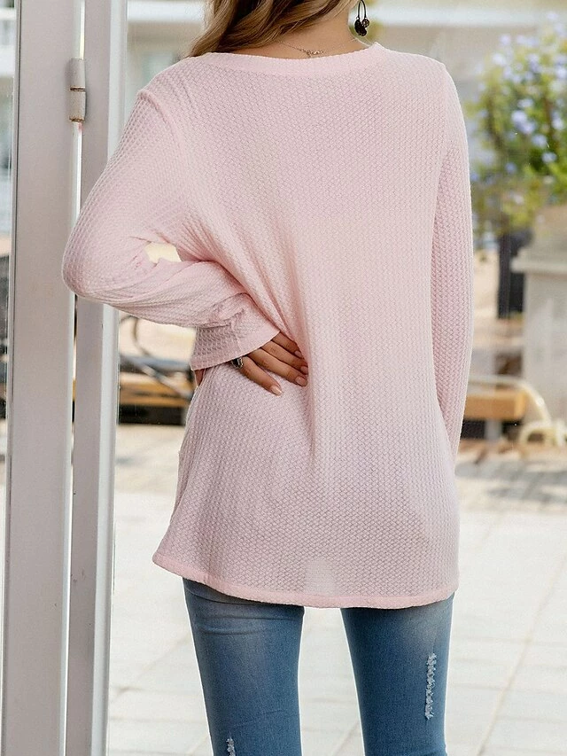 Women's T Shirt Tee Black White Pink Plain Long Sleeve Daily Weekend Fashion V Neck Regular Fit Spring &Fall 12 Women's T Shirt Tee Black White Pink Plain Long Sleeve Daily Weekend Fashion V Neck Regular Fit Spring &Fall - Image 10