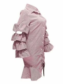 Women's Shirt Dress Sheath Dress Midi Dress Winter Dress Daily Vacation Polyester Cotton Blend Fashion Casual Shirt Collar Lace Up Ruched Long Sleeve Summer Spring Fall 2022 Regular Fit Red Light Blue -LIGHTINTHEBOX Shop zzqjbs1634352967019